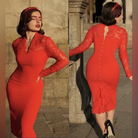 strapless open back dress Red 1950s Sweetheart Swing Dress